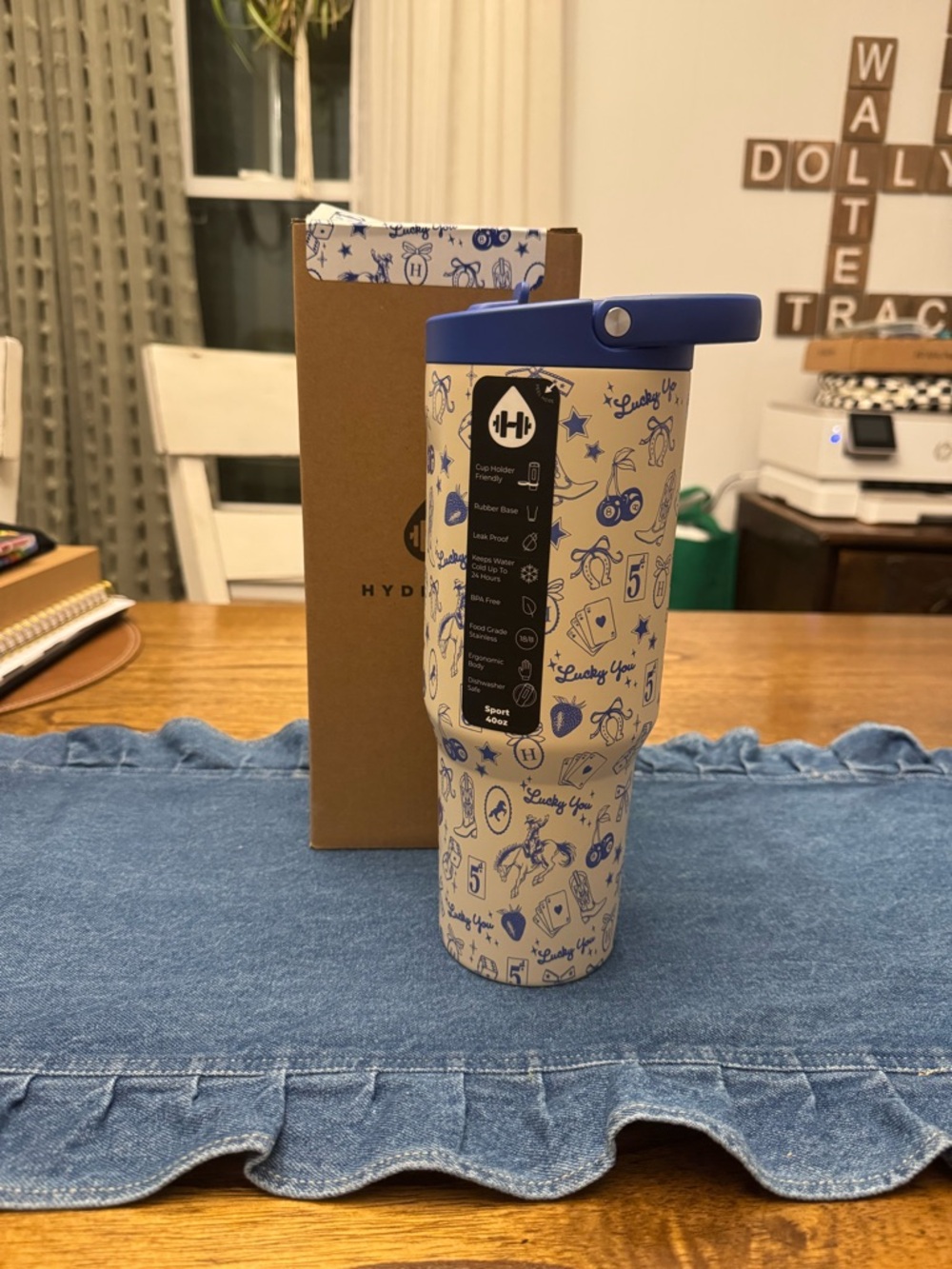 HydroJug Blue Western Charm 40oz Sport